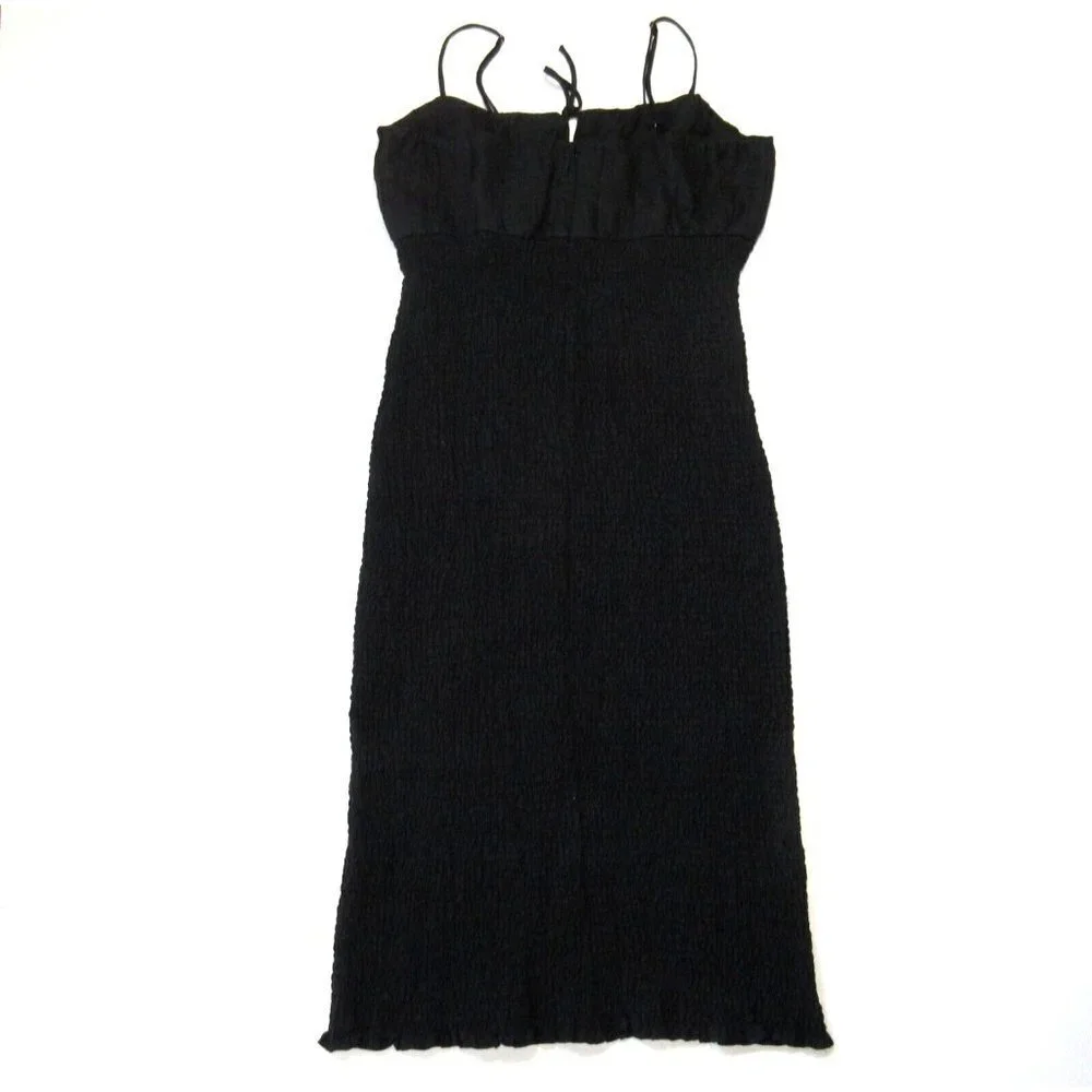 NWT J.Crew Smocked Linen in Black Tank Dress 14T